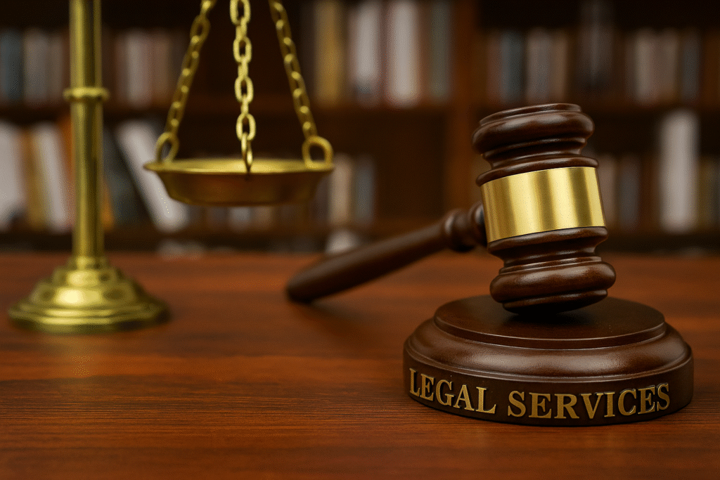 Judge’s gavel and golden scales of justice symbolizing professional and trusted legal services provided by law experts in legis vista